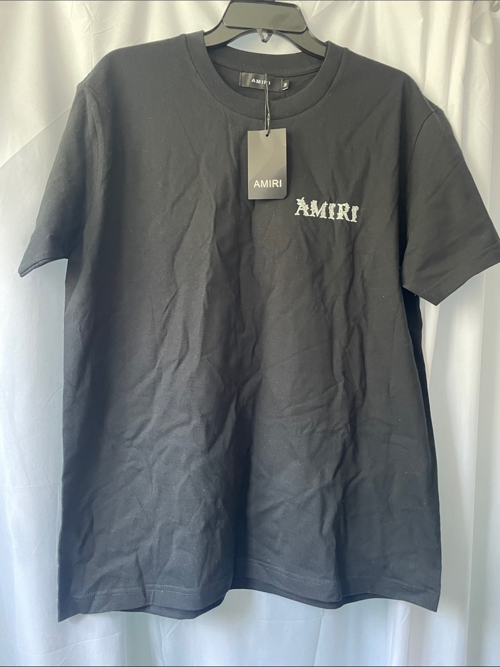 NWT AMIRI Black Short-Sleeve Crewneck with White Logo